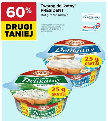 Twaróg delikatny naturalny Président promocja w Carrefour
