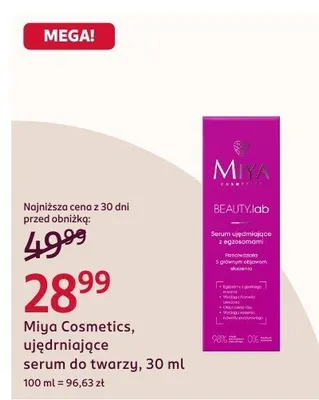 Ujędrniające serum do twarzy z agapantusem Miya Cosmetics Beauty Lab promocja w Rossmann