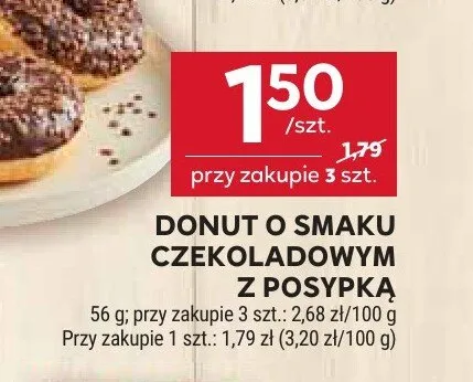 Donut o smaku czekoladowym z posypką promocja w Stokrotka
