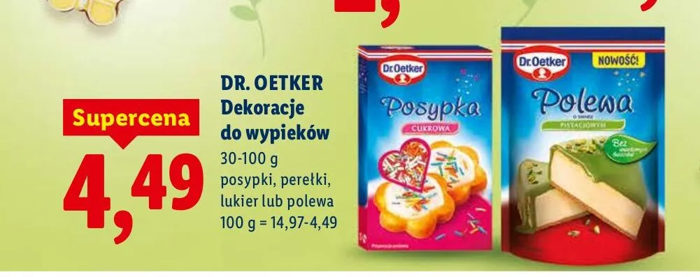 Dekoracje do wypieków posypki, perełki, lukier lub polewa promocja w Lidl