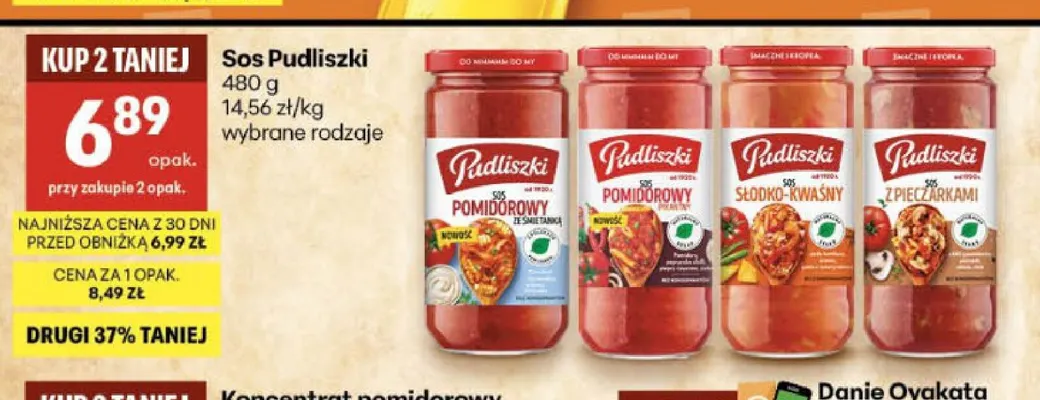 Sos Pudliszki pomidorowy ze śmietanką promocja w Delikatesy Centrum