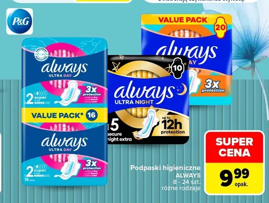 Podpaski higieniczne Always promocja w Carrefour Market