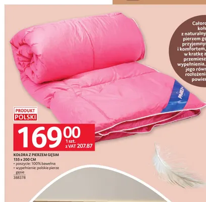 Kołdra z pierzem gęsim 155x200 cm promocja w Selgros