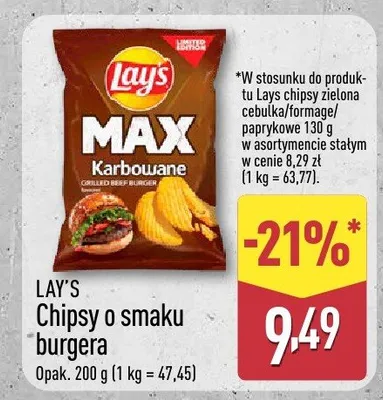 Chipsy o smaku burgera promocja w Aldi