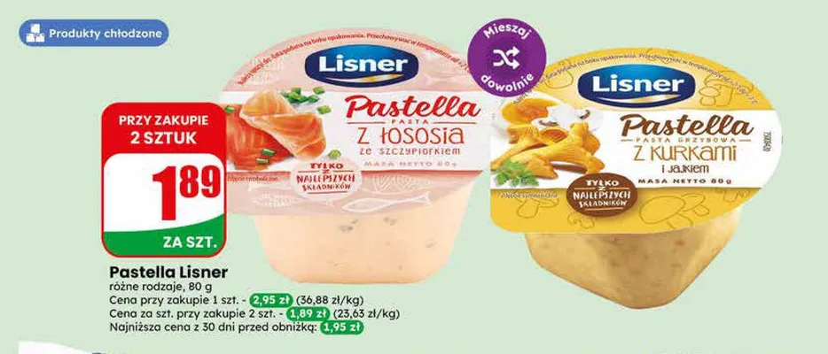 Pasta Pastella z kurkami i jajkiem Lisner promocja w Dino