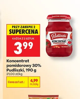 Koncentrat pomidorowy 30% Pudliszki promocja w Biedronka