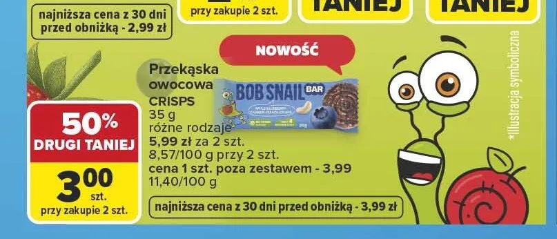 Przekąska owocowa Bob Snail Crisps promocja w Carrefour
