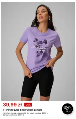 T-shirt regular z nadrukiem damski promocja w 4F
