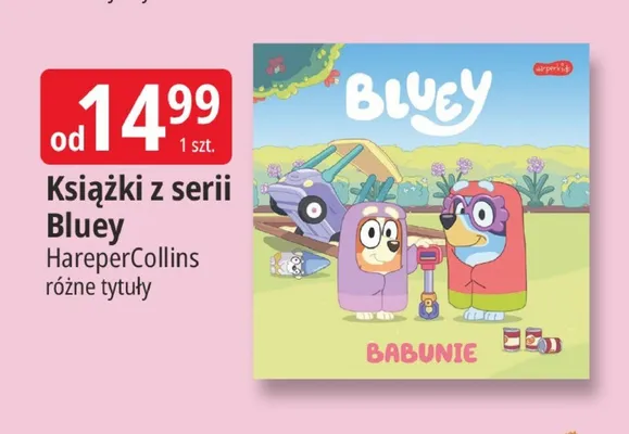 Książki z serii Bluey HareperCollins promocja w Leclerc