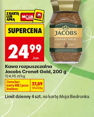 Kawa rozpuszczalna Jacobs Cronat Gold promocja w Biedronka