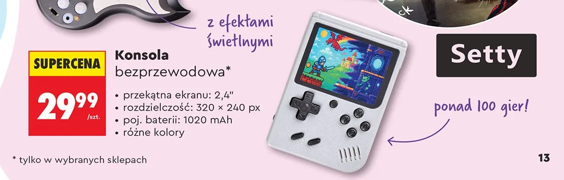 Konsola bezprzewodowa Setty 2,4" promocja w Biedronka