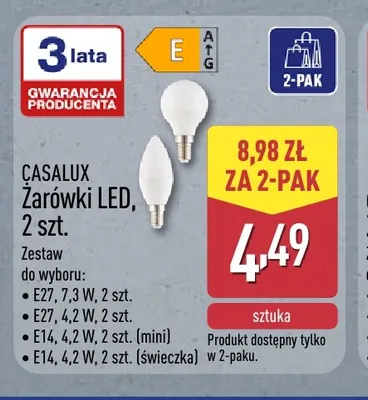Żarówki LED E27 7,3W 2-pak Casalux promocja w Aldi