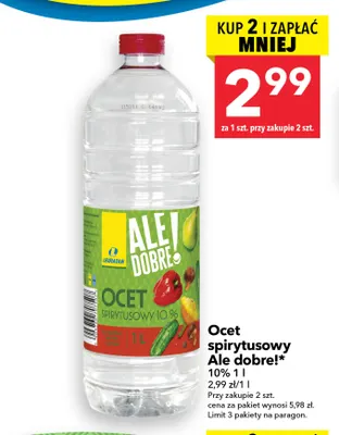 Ocet spirytusowy 10% Ale Dobre! promocja w LEWIATAN