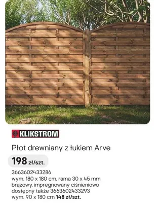 Płot płot drewniany z łukiem Arve promocja w Castorama