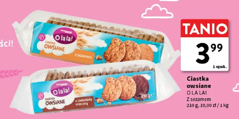 Ciastka owsiane z czekoladą mleczną O La La! promocja w Intermarche