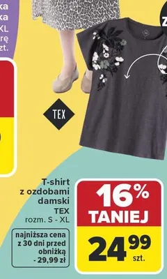 T-shirt z ozdobami damski TEX rozm. S-XL promocja w Carrefour