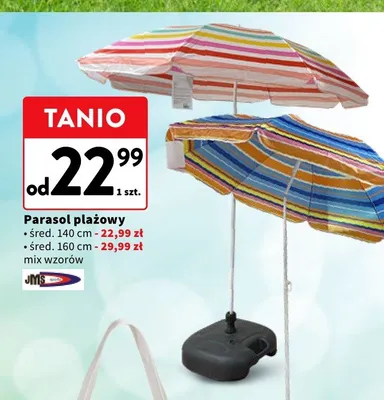 Parasol plażowy JMS średnica 160 cm promocja w Intermarche