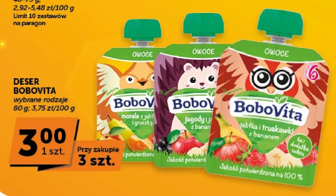 Deser BoboVita jabłka i truskawki z bananem promocja w Groszek