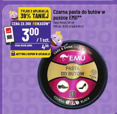 Czarna pasta do butów w puszce promocja w POLOmarket