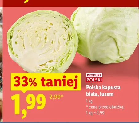 Kapusta biała luzem polska promocja w Lidl