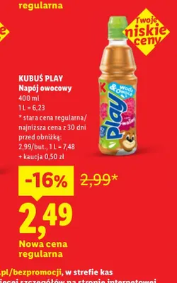 Napój owocowy Kubuś Play promocja w Lidl