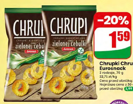 Chrupki kukurydziane o smaku zielonej cebulki Chrupi Eurosnack promocja w Dino