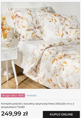Komplet pościeli z bawełny satynowej West 200x220 cm z 2 poszewkami 70x80 Home & You promocja w home&you