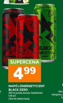 Napój energetyczny Black Zero frankenstein promocja w Stokrotka