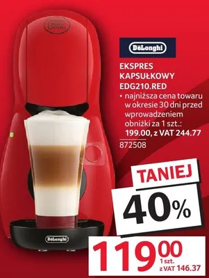 Ekspres kapsułkowy DeLonghi EDG210.RED promocja w Selgros