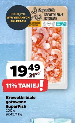 Krewetki białe gotowane SuperFish promocja w Netto