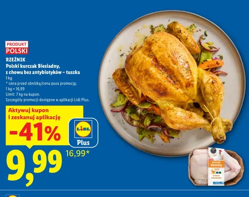 Polski kurczak Biesiadny z chowu bez antybiotyków - tuszka Rzeźnik promocja w Lidl