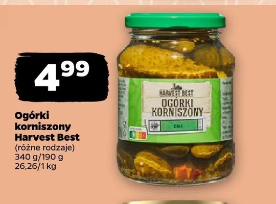 Ogórki korniszony Harvest Best promocja w Netto