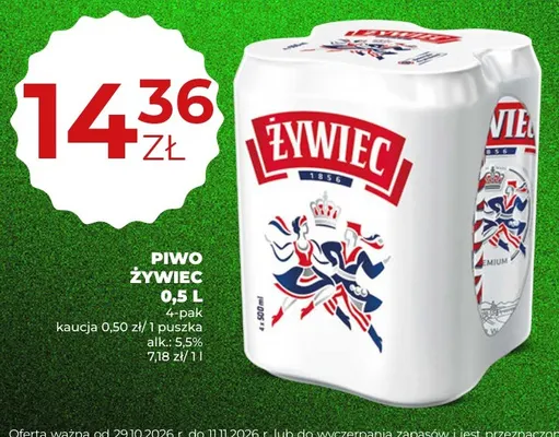 Piwo Żywiec 4-pak 500 ml promocja w Duży Ben