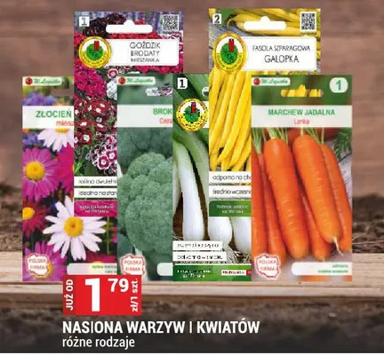 Nasiona warzyw i kwiatów różne rodzaje promocja w Merkury Market
