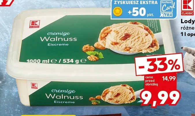 Lody cremige Walnuss K-Classic promocja w Kaufland