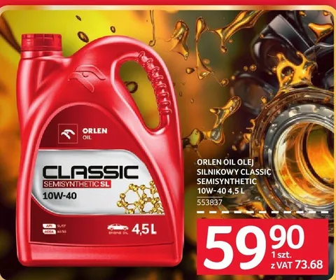 Olej silnikowy ORLEN CLASSIC SEMISYNTHETIC 10W-40 4.5L promocja w Selgros