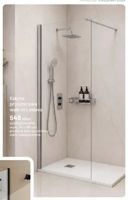 Kabina prysznicowa walk-in Ledava 70x195 cm szkło transparentne promocja w Castorama