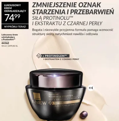 Luksusowy krem odmładzający z Protinolem Avon Anew Supreme Nourish & Brighten Day & Night Rich Cream promocja w AVON