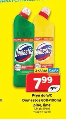 Płyn do WC Domestos Lime promocja w Delfin