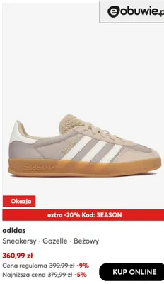 Sneakersy Gazelle beżowy adidas promocja w eobuwie.pl