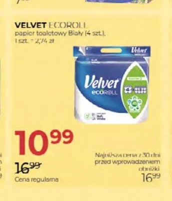Papier toaletowy Velvet EcoRoll biały promocja w Drogerie Jawa
