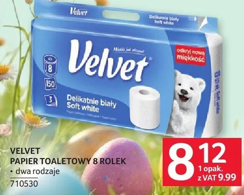 Papier toaletowy Velvet 8 rolek promocja w Selgros