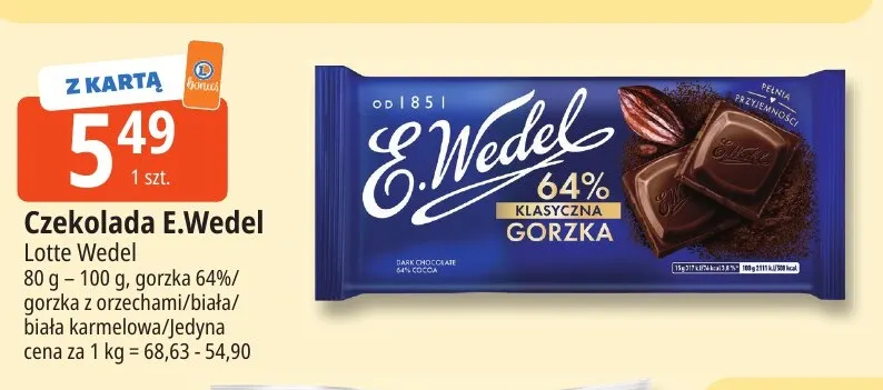 Czekolada biała karmelowa E.Wedel promocja w Leclerc