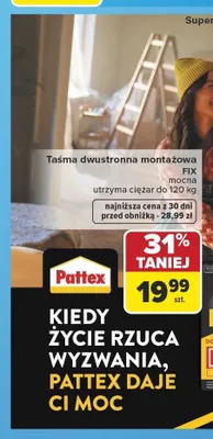 Taśma dwustronna montażowa Pattex Fix promocja w Carrefour
