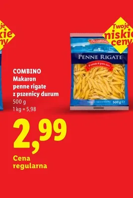 Makaron penne rigate z pszenicy durum Combino promocja w Lidl