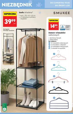 Zestaw wieszaków welurowych 10 wieszaków klasycznych promocja w Biedronka