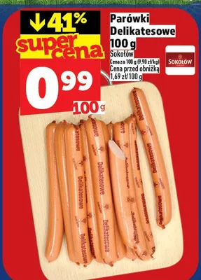 Parówki delikatesowe 100 g promocja w TOPAZ