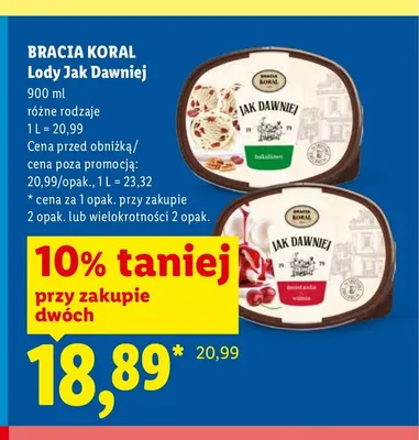 Lody Jak Dawniej Bracia Koral bakaliowe promocja w Lidl