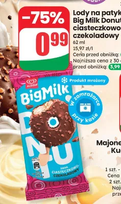 Lody na patyku Big Milk Donut ciasteczkowo czekoladowy promocja w Dino