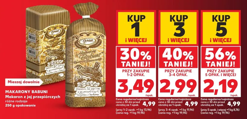 Makaron z jaj przepiórczych Makarony Babuni promocja w Kaufland